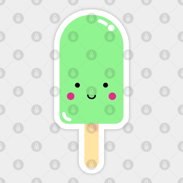 Green Kawaii Ice Pop Sticker by designminds1